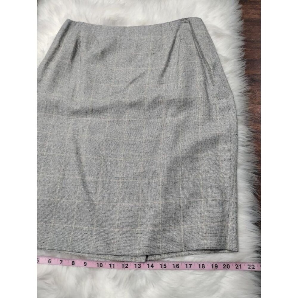 NWT VTG Linda Allard Ellen Tracy Pencil Skirt Women's 14 White Black Plaid Silk - Picture 12 of 13